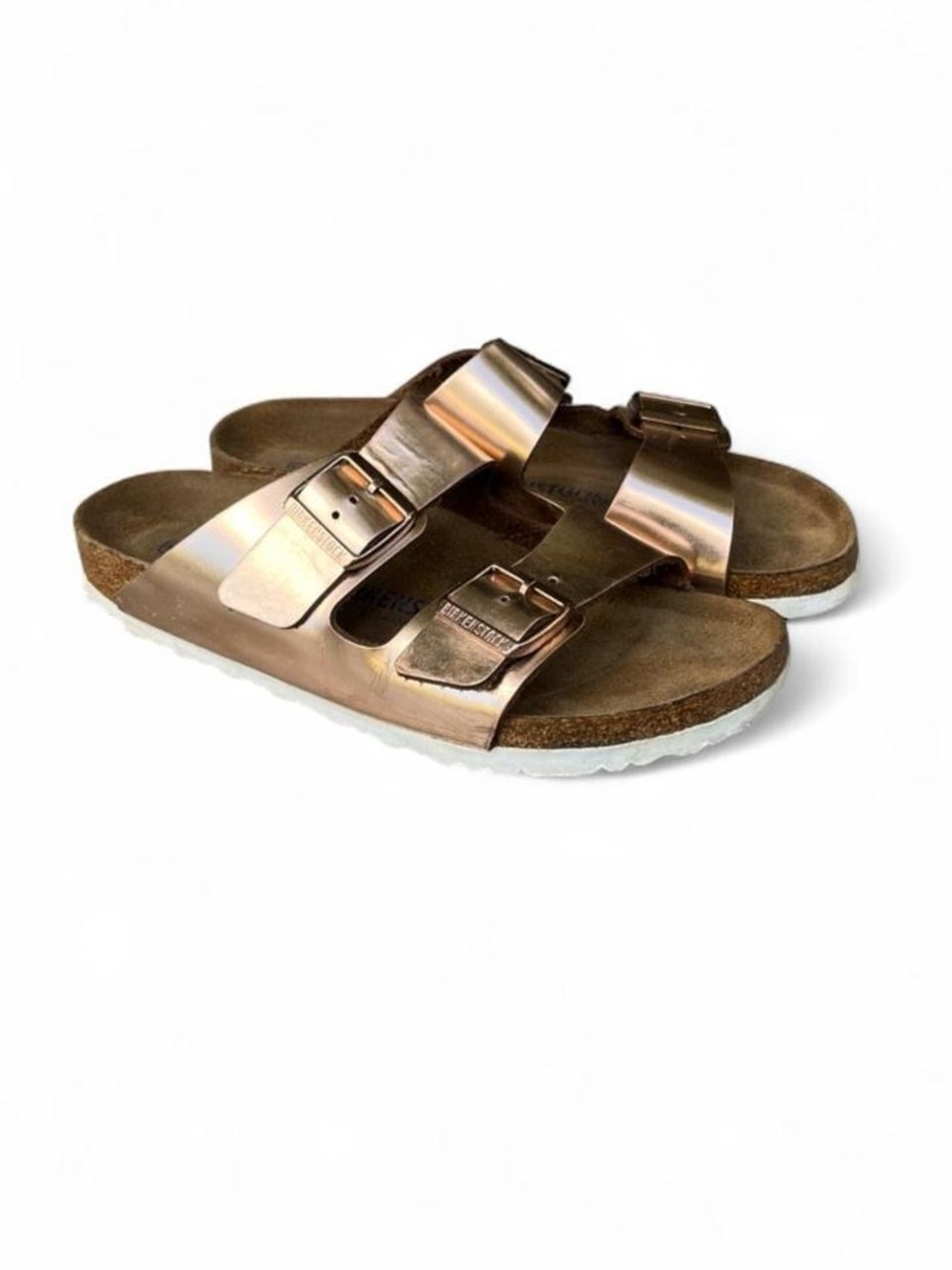Birkenstock Arizona Metallic Rose Gold Soft Footbed Sandals EU 41 US Womens 10 N